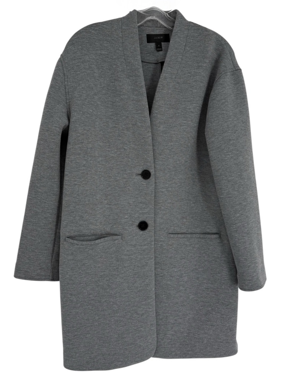 J. CREW size S Long Knit blazer jacket gray 2-buttons unlined long sleeves